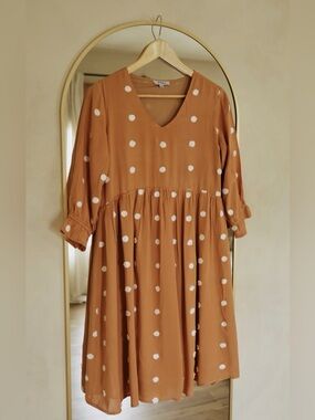 Polagram Rust Dot Tiered Midi Dress